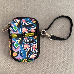 LeSportsac Blue Multicolor Patterned Wristlet Pouch
